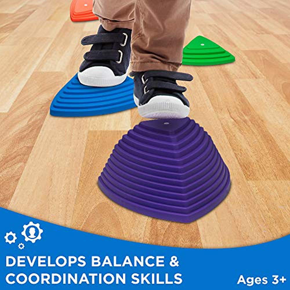 Non-Slip Textured Surface and Rubber Edging EDRLAITY 10 Pcs Stepping Stones for Kids Balance Stepping Stones Obstacle Course Indoor /& Outdoor Play Toy Helps Build Coordination /& Strength